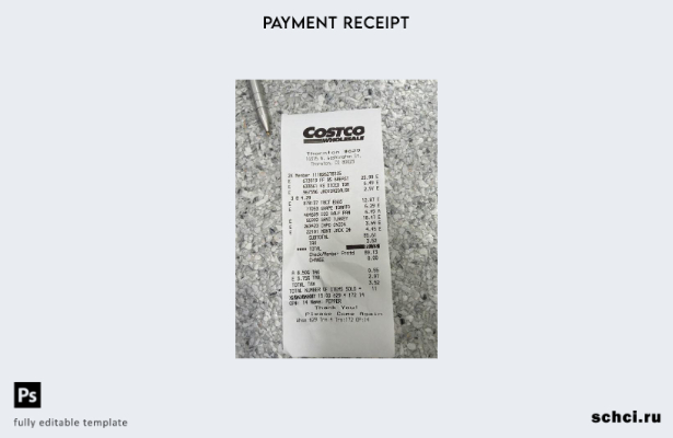 цифровая загрузка шаблона чека оптовой оплаты Costco